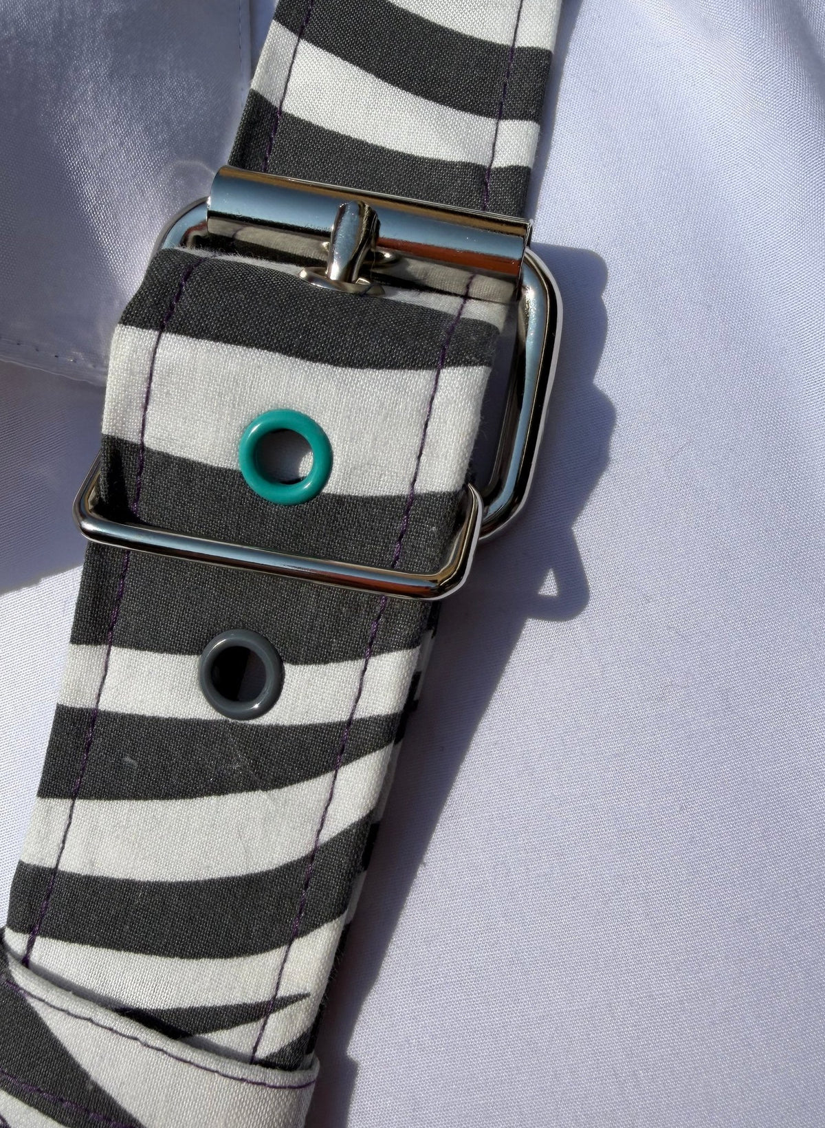 Detail of Zeebra Print strap and buckle