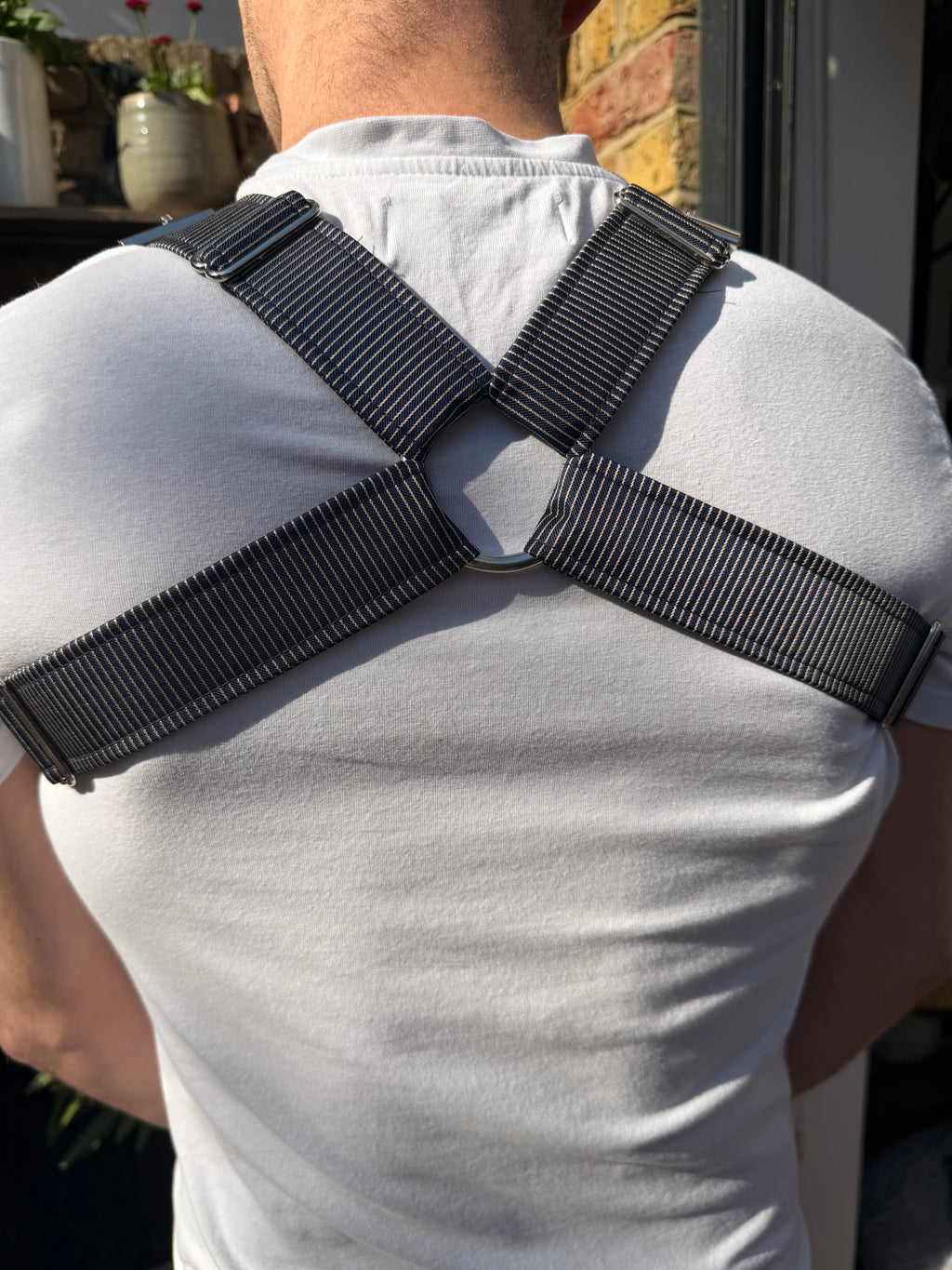 H Harness — Gold & Navy Preppy Stripe (Tie Cloth)
