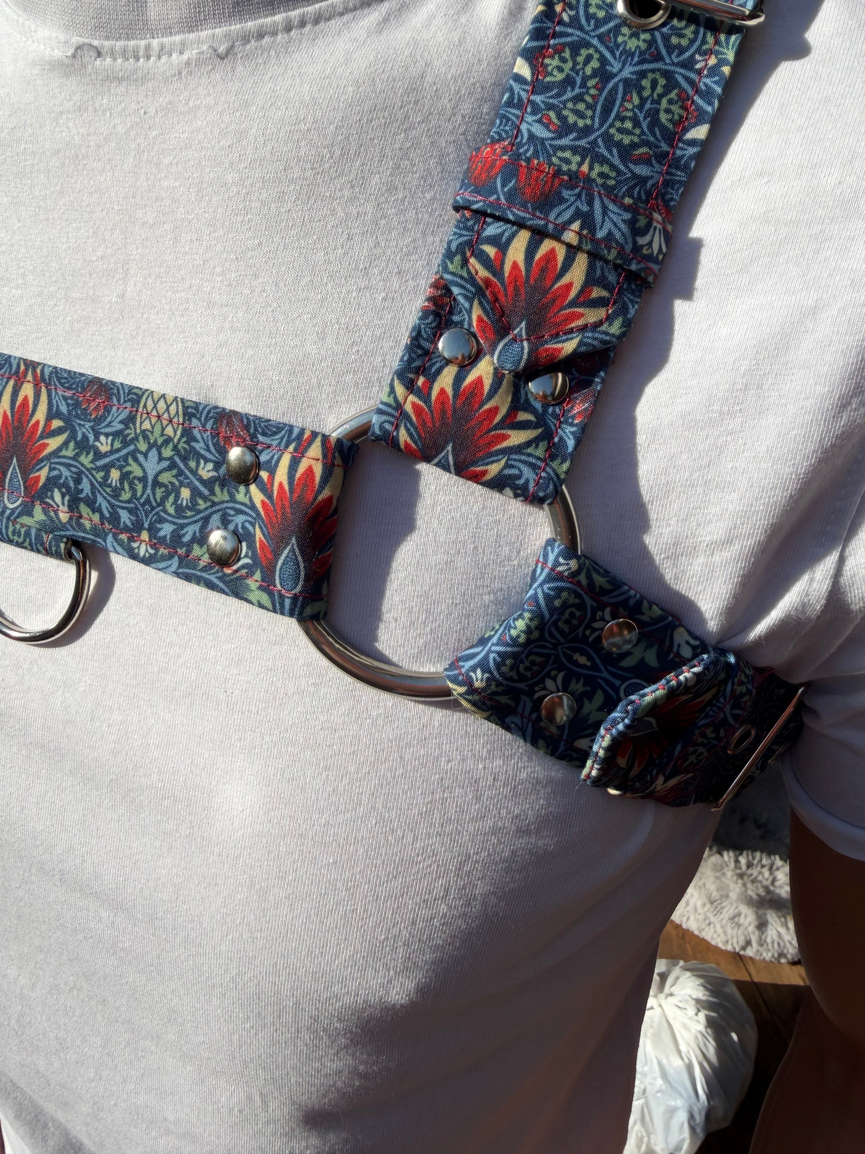 H Harness — Snakeshead in Blue (William Morris)