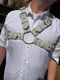 X Harness — Navy on Cream Pinstripe (Suiting Deadstock)