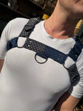 H Harness — Cheeky Houndstooth Combo, Slate-and-Grey (Tie Cloth)