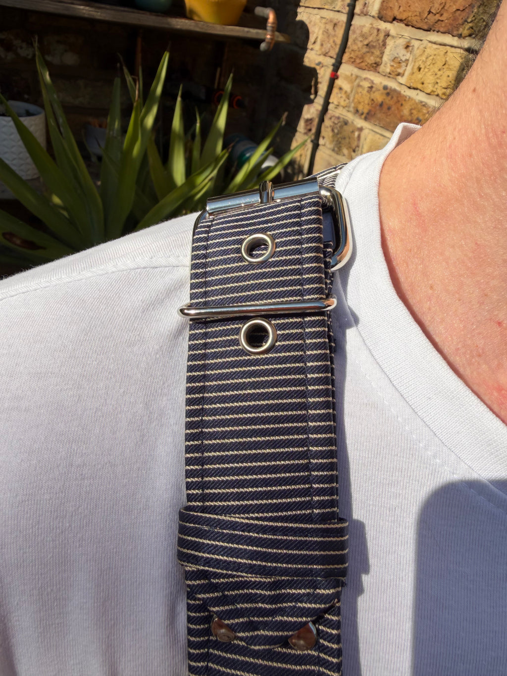 H Harness — Gold & Navy Preppy Stripe (Tie Cloth)