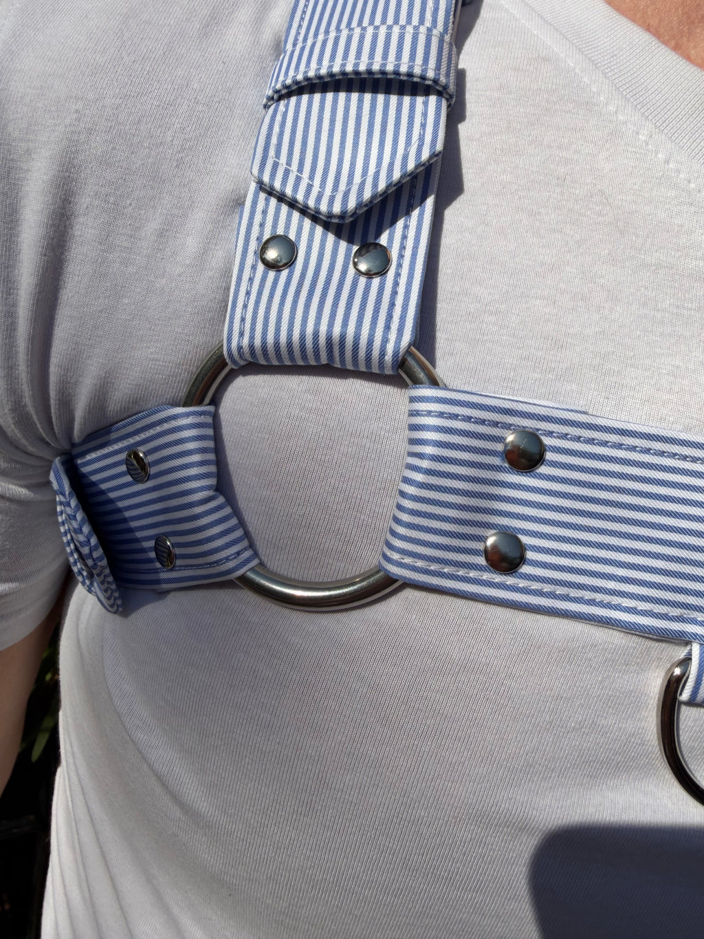 H Harness — Light Blue & White Preppy Stripe (Tie Cloth)