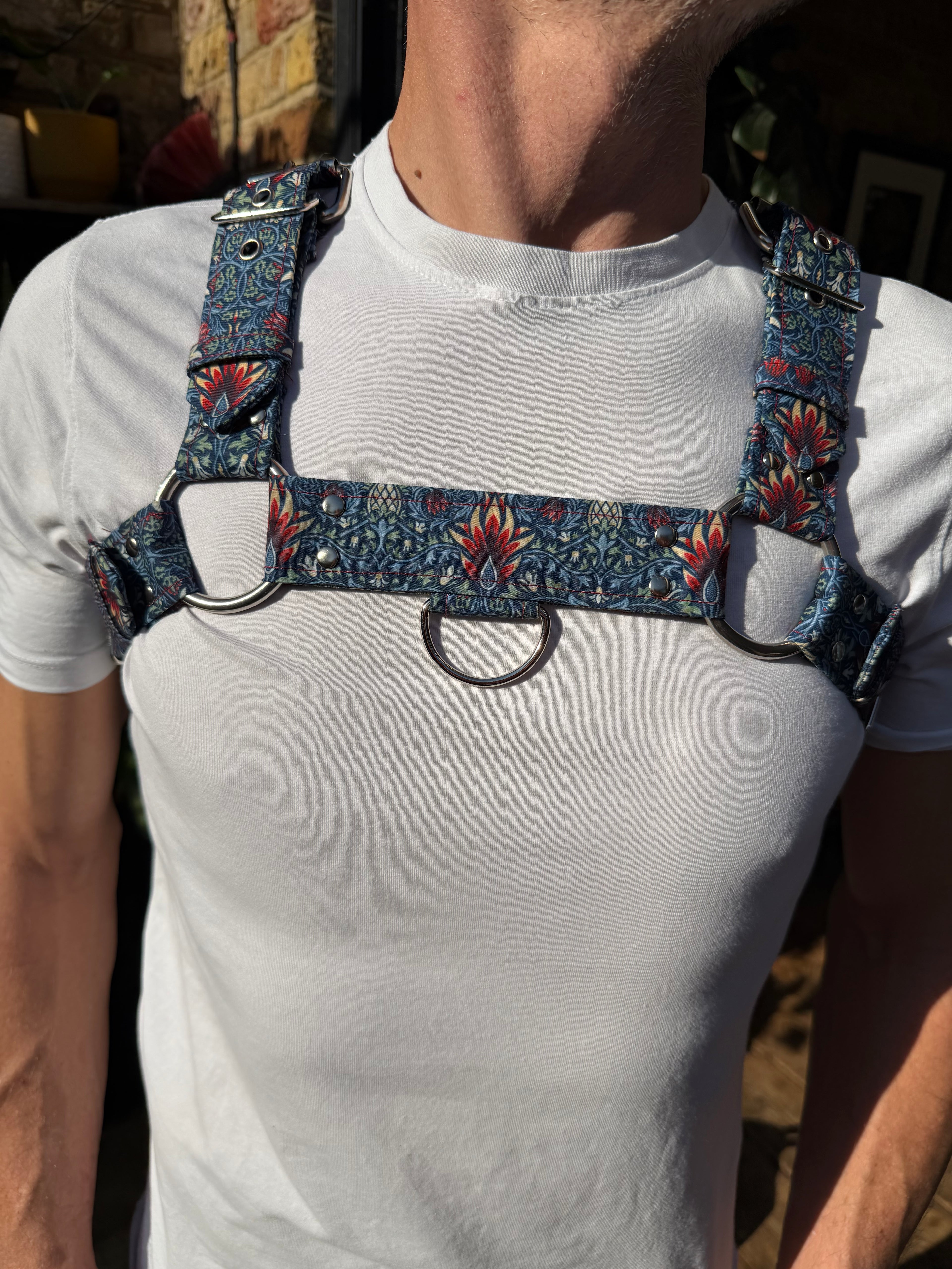 H Harness — Snakeshead in Blue (William Morris)