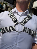 X Harness — Zeebra Print in Grey on White (Festival)