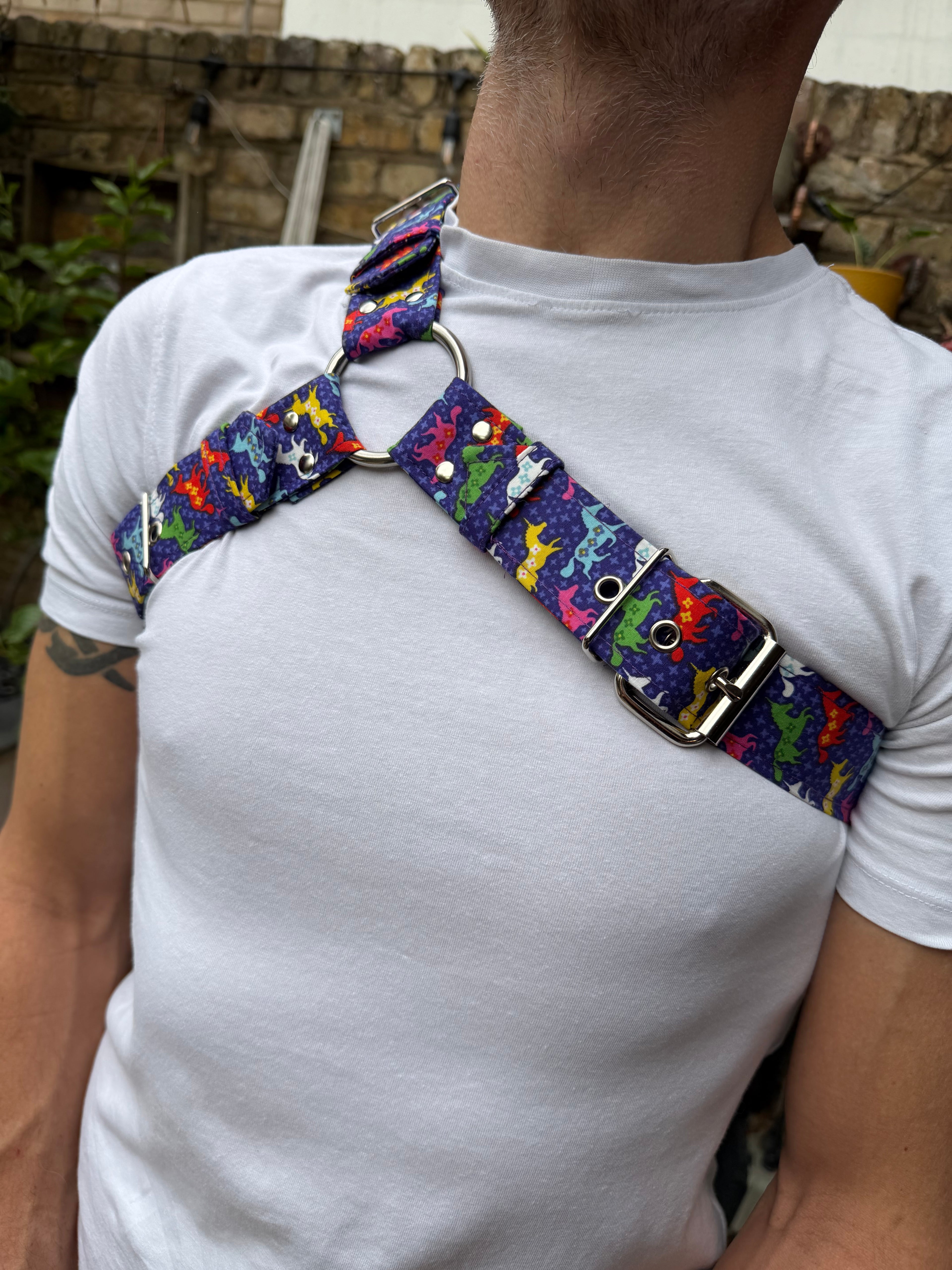Y Harness — Scandi Unicorns in Purple (Festival)