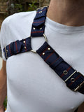 Y Harness — Navy with Red Stripes (Tie Cloth)