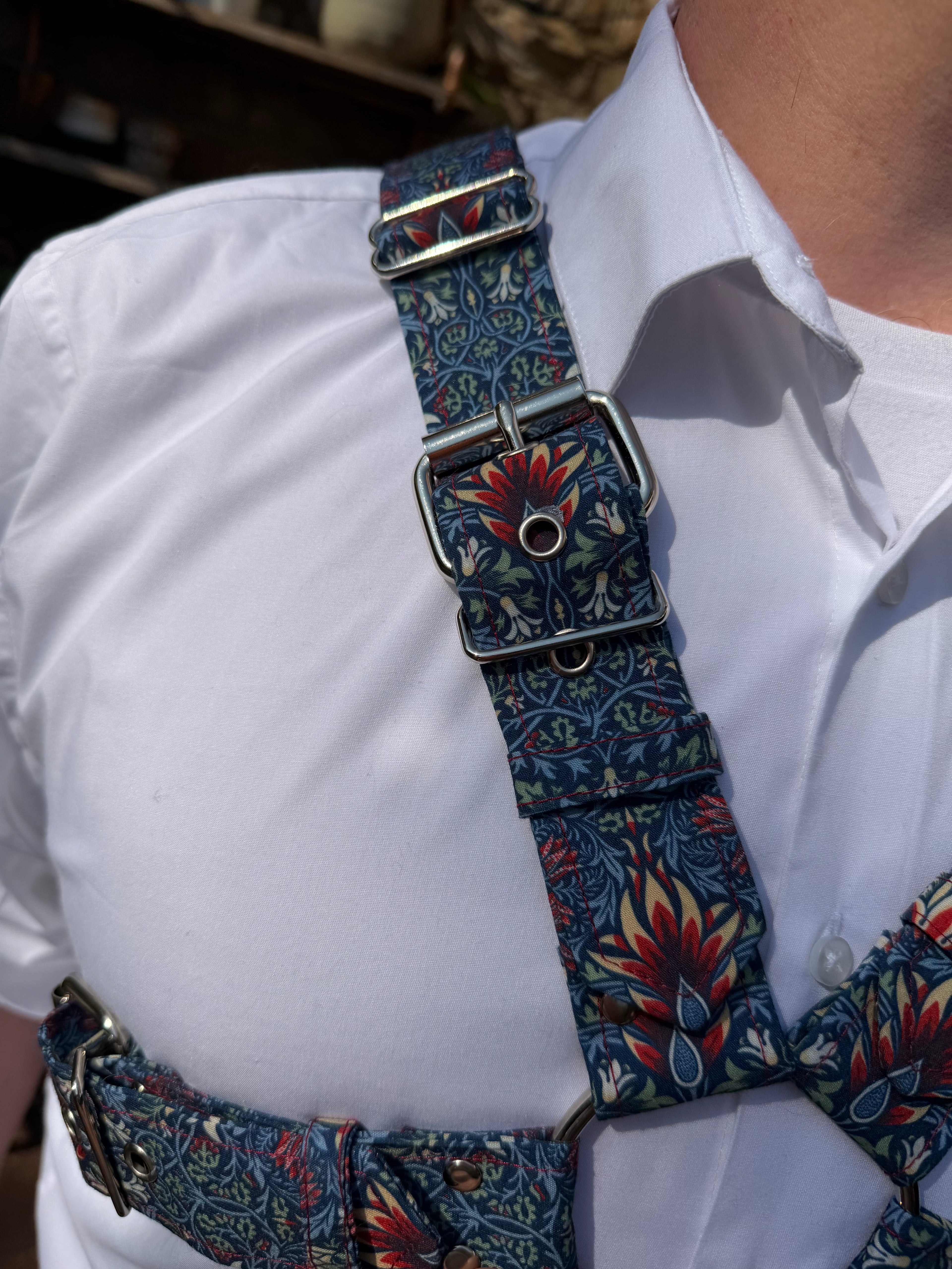 X Harness — Snakeshead in Blue (William Morris)