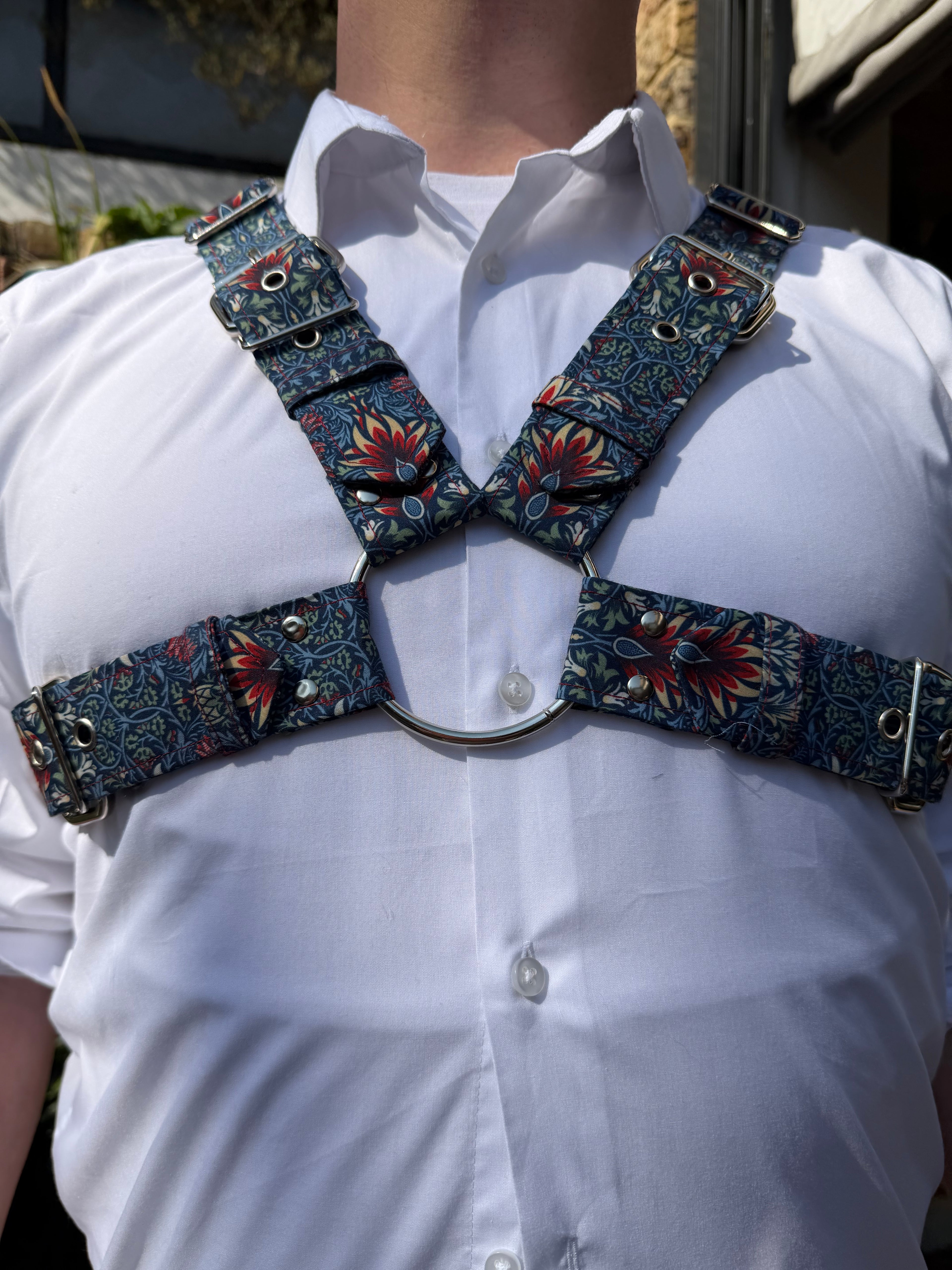 X Harness — Snakeshead in Blue (William Morris)