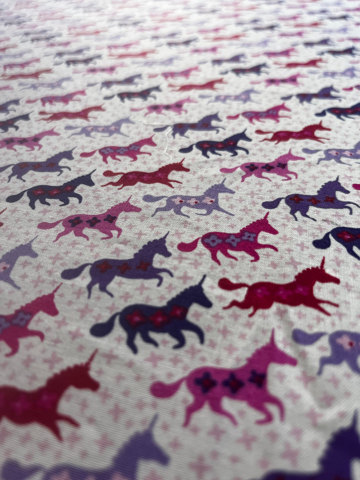 Close-up of Scandi Unicorns print on white